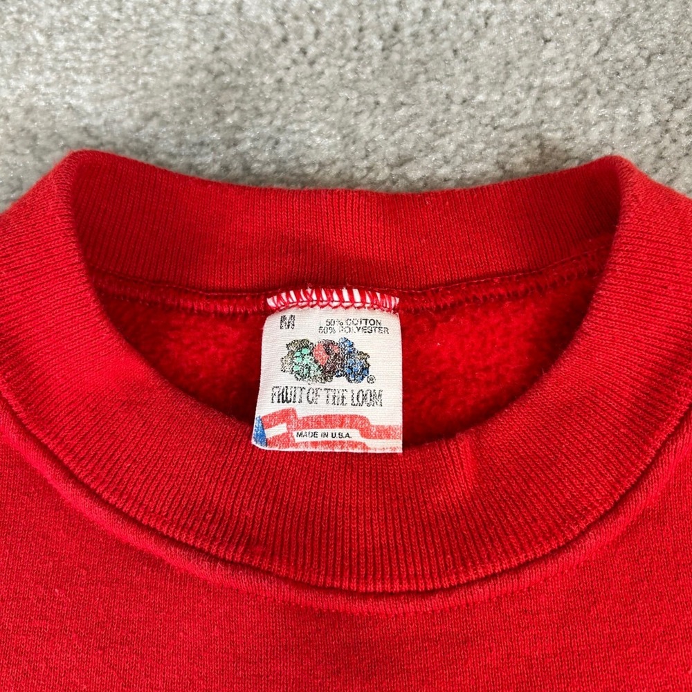 Vintage 80s Fruit of the Loom Sweatshirt Men Medium Red US Postal Team Eagle USA - Picture 4 of 14